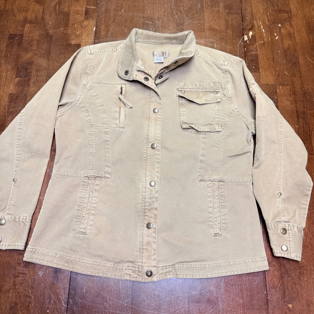 The Territory Ahead Utility Jacket‎ Women L Tan Corduroy Cotton Safari Gorpcore